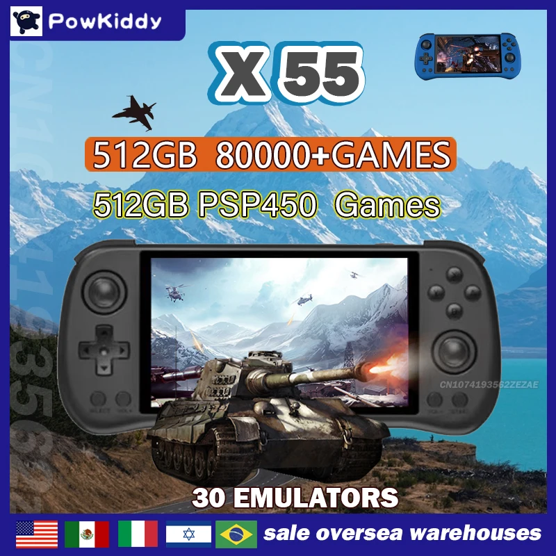 Gaming Console For Sale - 80000Games 512G POWKIDDY X55 5.5 بوصة