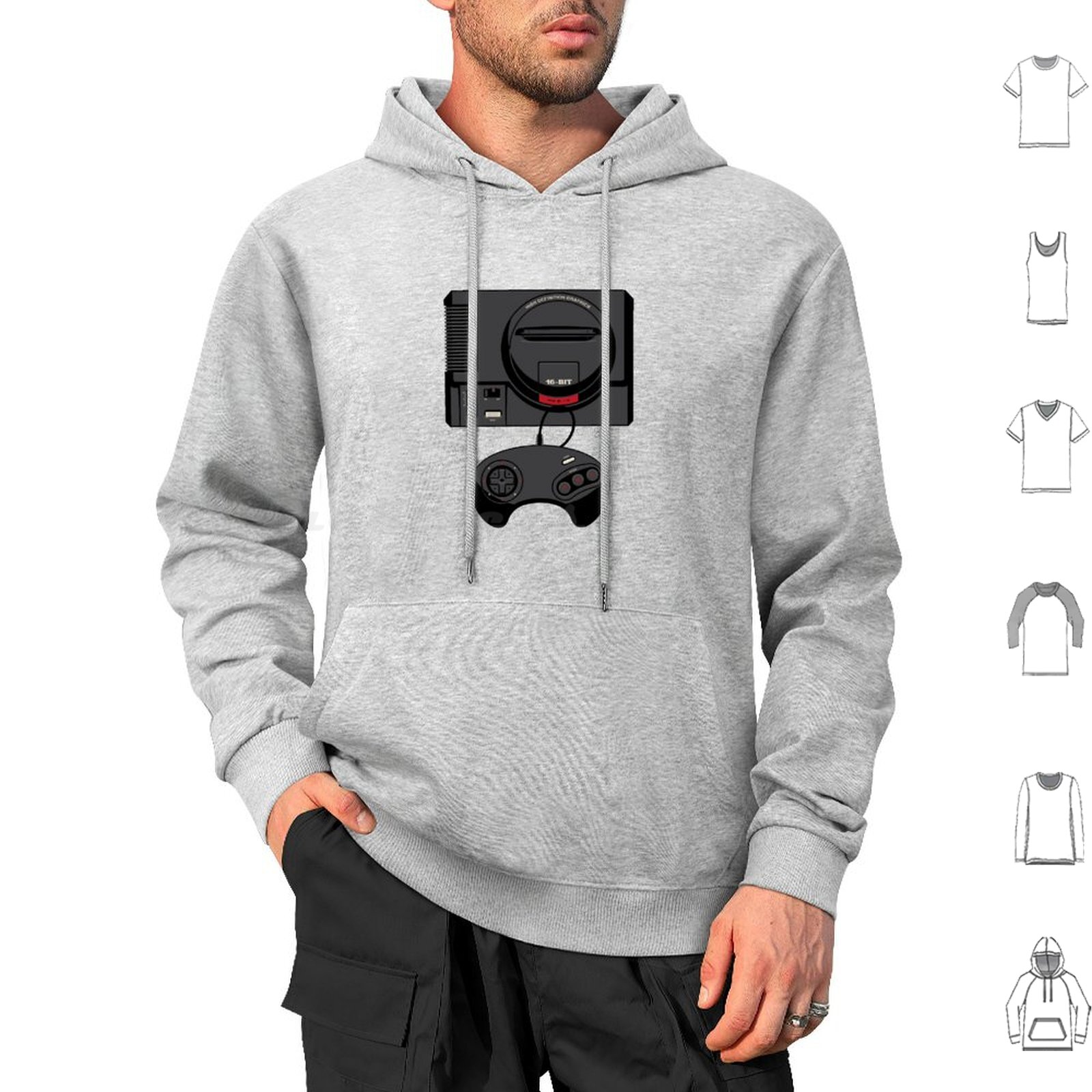 Gaming Console Genesis - ريترو أسود 16 بت هوديس كم