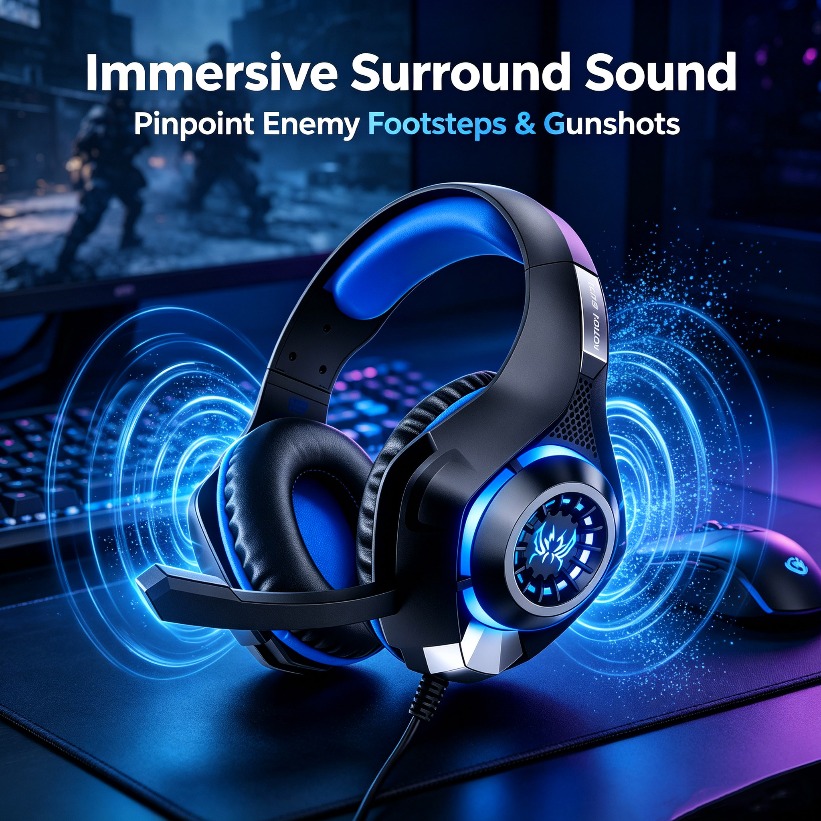 Gaming Console Headset - سماعات رأس للألعاب LED مع ميكروفون