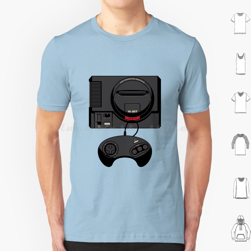 ريترو أسود 16 بت تي شيرت الرجا - مراجعة Gaming Console Genesis وسعره